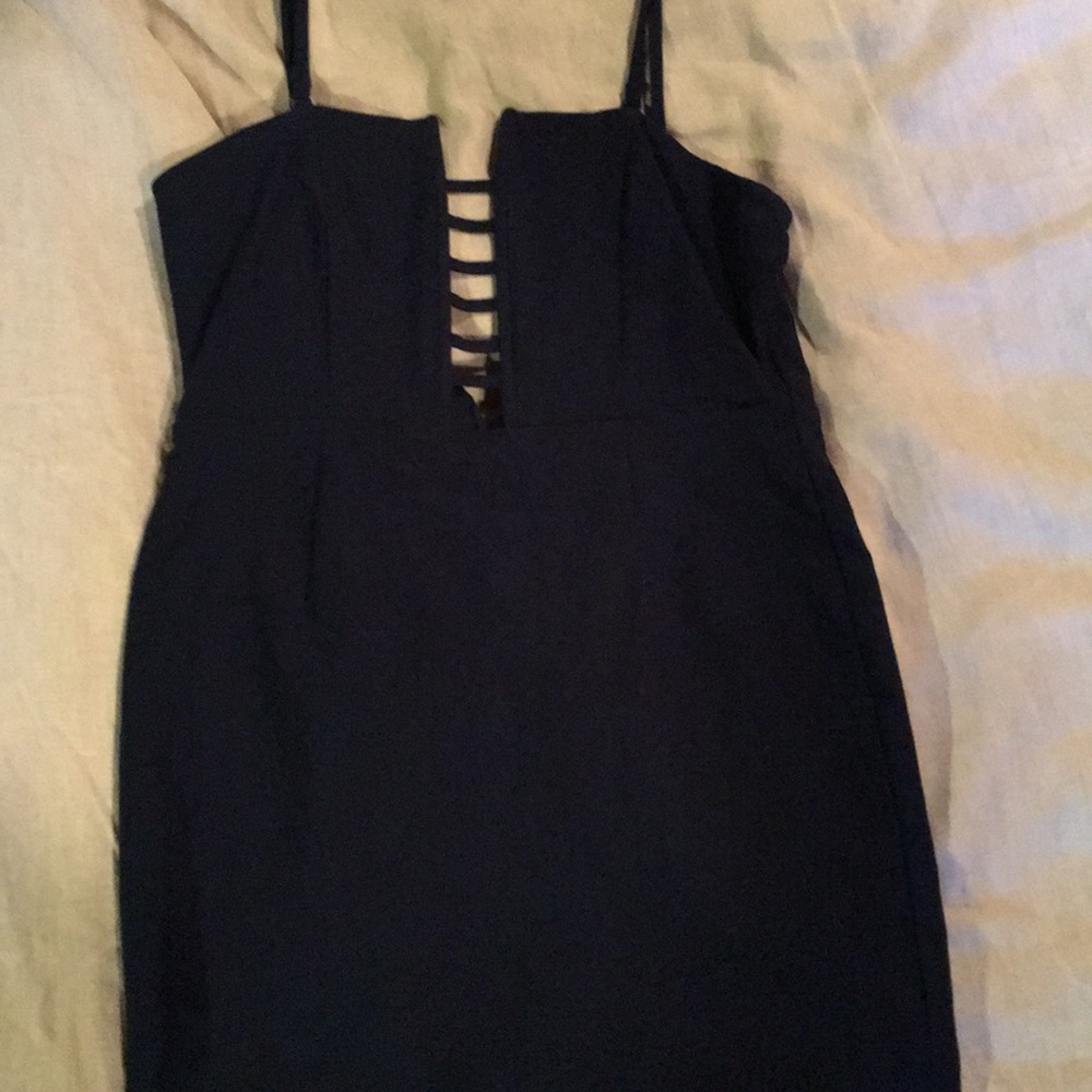 Navy blue dress with removable straps